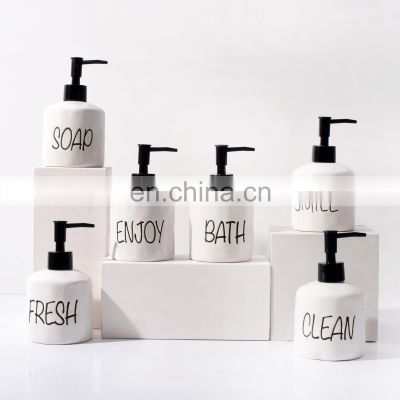 Hot sale ceramic customize bathroom set ceramic hand soap dispenser cheap bathroom accessories