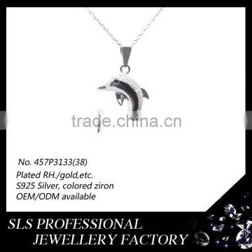925 silver pendant dolphin shape pendant wholesale suppliers pave diamond pendant jewelry