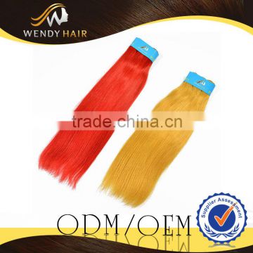 Virgin Remy Indian Human Hair Extensions Full And Red Yellow Color Silky Straight Hair