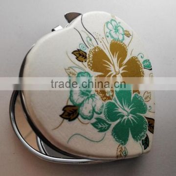 Yiwu customized pu leather make up pocket mirror with cartoon pattern