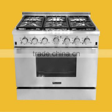 Professional hyxion 36 inch gas range with oven and 6 burner