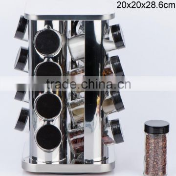 TW1032 16pcs glass spice jar set with stainless steel stand