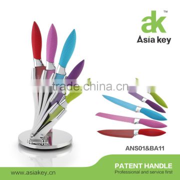With acrylic block stainless steel non stick coating knife set