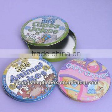 Round CD tin box metal cd case with two lids