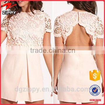 Wholesale New Designs Lace Backless Mini Skater Dress for Teenage Girls