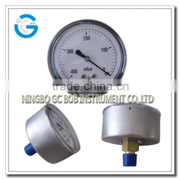 Stainless steel case brass internal vacuum compound pressure gauge with back mounting