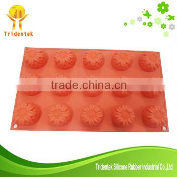 15 Cup Food Grade Non-Stick Flower Shape Silicone Molds For Soap
