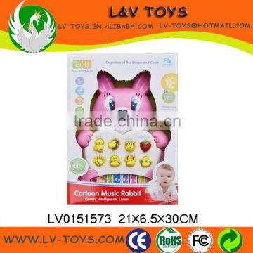 LV0151573 B/O With IC Light Music Music Sound Electronic Organ Toy Englsih Spanish Pink