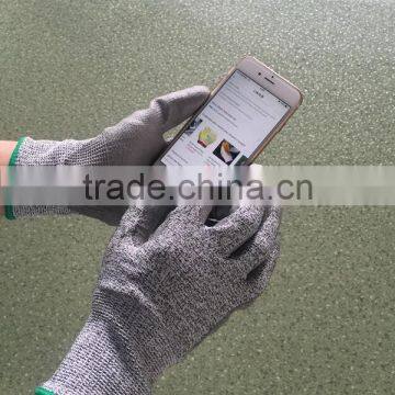 NMSAFETY pu coated cut resistant e touch gloves