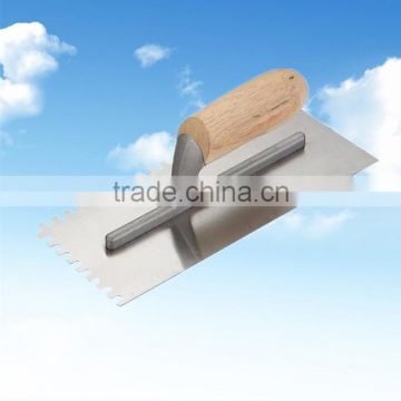 Multifunction Notched blade Plaster trowel with wooden handle