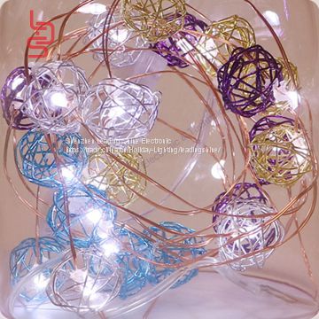 Rattan ball colorful white led copper string light cr2032 2m 20 lights fairy light string