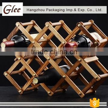 Beautiful and super quality novelty portable folding wooden bamboo display red wine bottle rack