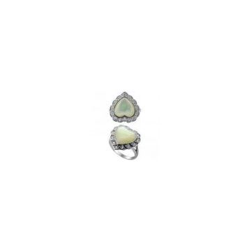 classic and nice-looking 925 silver cz engagement and wedding rings with heart-shaped gemstone
