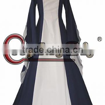 Navy Blue&White Medieval Renaissance Victorian Ball Gown Dress Costume For Gothic And Fantasy Parties
