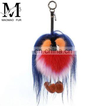 Luxury Colorful Fox Fur Animal Accessory / Fox Fur Bag Charm Key Chain