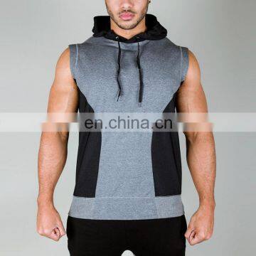 tapered fit flexible stretch mens sleeveless hoodie