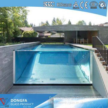 Sentryglas laminated swimming Pool Window glass