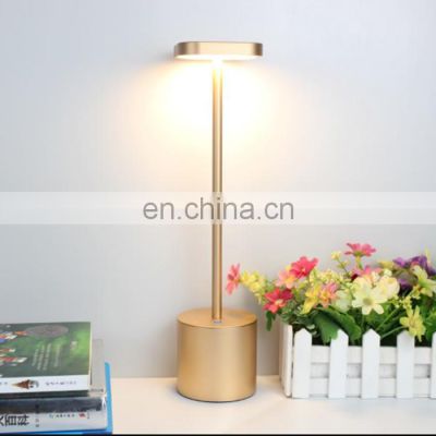 Modern rechargeable USB cord led table lamp wholesale touch switch hotel aluminium bedside lamps