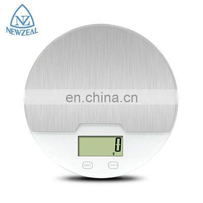 Round Stainless Steel 5Kg Portable Electronic Digital LCD Kitchen Food Scale