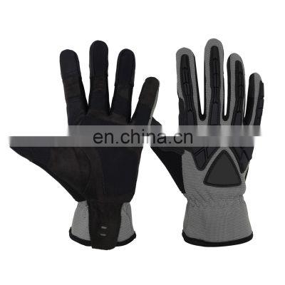 HANDLANDY Soft Durable Grey Heavy Duty Anti-slip Safety Motorcycle Touch Screen Impact Protection Mechanic Gloves For Men