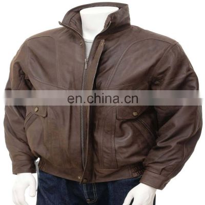 New Stylish Fashion Men Genuine Leather Bomber Jacket Leather Quilted Bomber Jackets