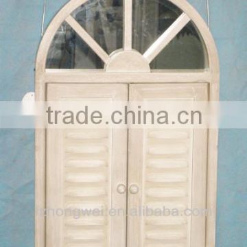 Antique White Wooden Window Framed Mirror & Antique Decorative Wall Hanging Framed Mirror