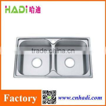 foshan small doulbe bowl apron stainless steel kitchen sinks HD7542