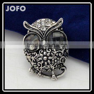 African Costume Jewelry Owl Silver Brooches Cute Unisex Suit Corsage Austrian