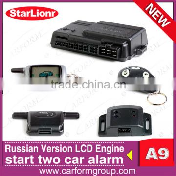 High quality two way car alarm system starlionr A9 with engine start