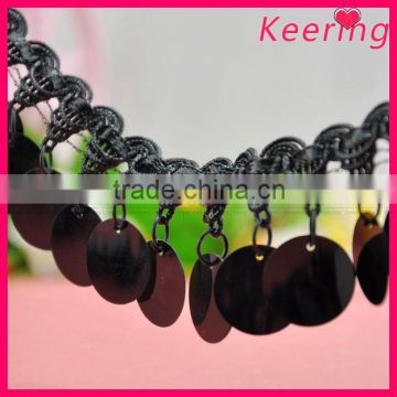 Made in China black beaded tassel trim for garment WTP-1288