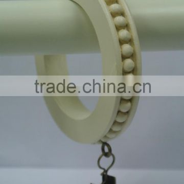 Beaded Curtain Rod Rings With Clips For 1-1/2", 1-3/4" and 2" White Wooden Curtain Rods