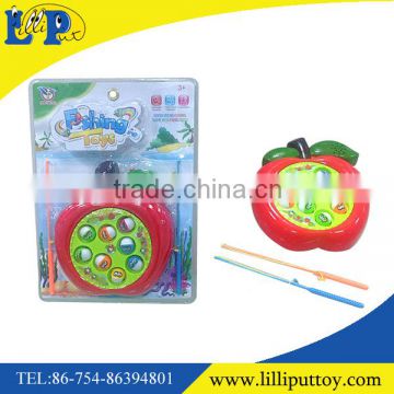 Cartoon apple shape B/O fishing game toy with music