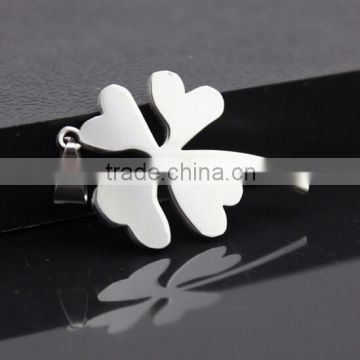 Custom 316 stainless steel four leaf clover pendant