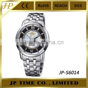 JP TIME Roman silver stainless steel quartz goldier watch men janpan movt stainless steel watch