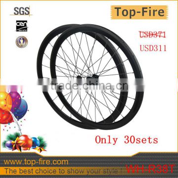 2014 SALES promotion 38mm carbon road tubular wheels set for clear coating only 3K glossy or matte , 30% discount, only 30sets