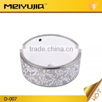 Fashion color sanitary ware Ceramic silver wash basin for bathroom