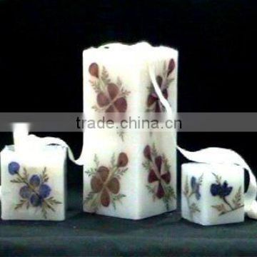 Decorative Cube Pillar Floral Handmade Natural Candles
