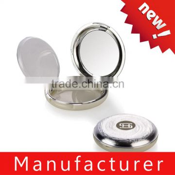 Unique design silver annual ring pattern empty compact powder packaging with mirror