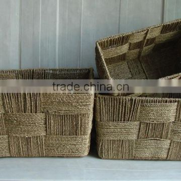 Outdoor sea grass storage basket