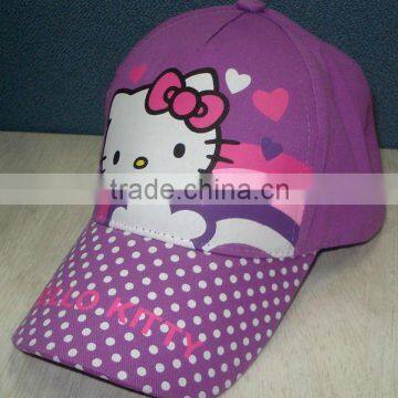 Hello kitty baseball cap with transfer printing