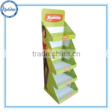 Green material carton cardboard retail store display cleaning products showcase