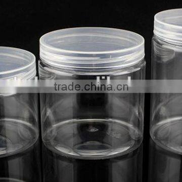 500ml transparent PET Plastic jar with black lid cap white lid cap