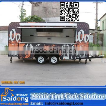 Mobile fast food car big wheels outdoor food cart catering