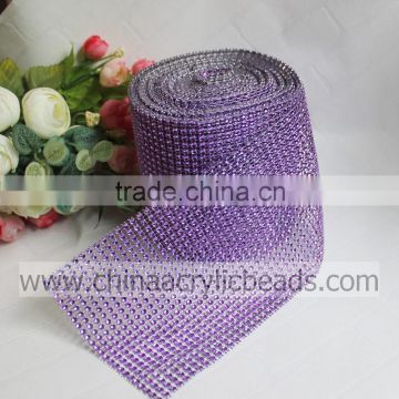 10Yard 24 rows purple rhinestone mesh sheet ribbon sparkle diamond wrap rolls