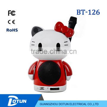 hello kitty bluetooth portable trolley speaker with wireless microphone/remote BT-126