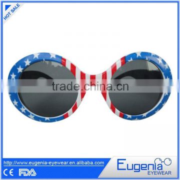 vintage design round frame flag printing party sunglasses