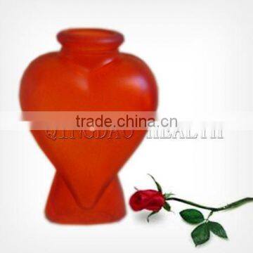 red Flower Glass Vase Heart-shaped HLTH005