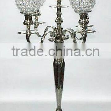 nickle plated crystal ball candelabra