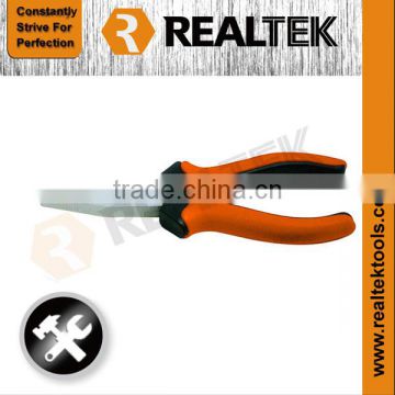 Professional Nickel-planted Flat Nose Pliers With Bi-color Plastic Handles