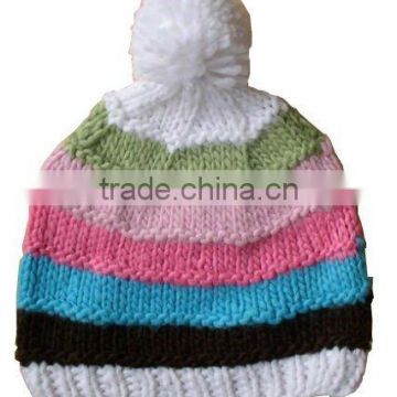 lovely flat knit style kids winter knitted strip hat factory